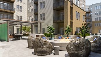 Outdoor Fireplace Area at Link Apartments® Montford, Charlotte